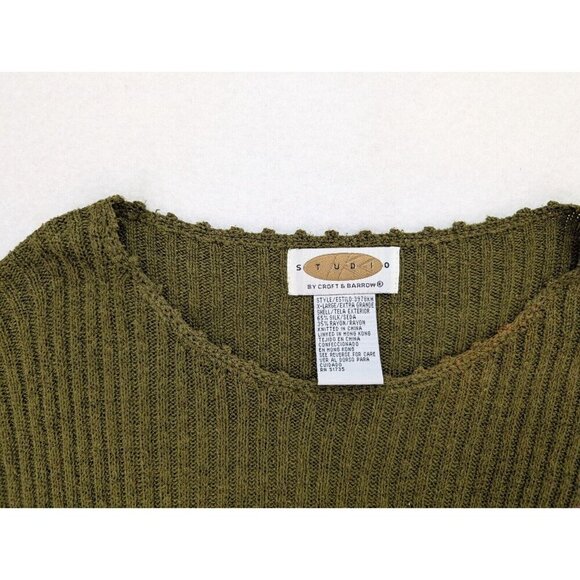 Vintage 90s Women's Sweater Size XL Green Short Sleeve Ribbed Croft & Barrow - Picture 4 of 14